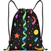 Generic Borsa Palestrazaino con Cordone per Escursionismo Vacanze Uomo 36X42Cm Pieghevole Unisex Tasche con Coulisse Colorful Party Decor Pattern