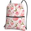 YYHHAOFA Zainetto da palestra con stampa shabby romantica con rose e coulisse con cerniera, leggero, impermeabile, con tasca, per viaggi, sport, yoga