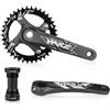 QHYRZE Guarnitura for Mountain Bike Set di Pedivelle MTB Integrate Cave 170mm 32T/34T/36T/38T Guarnitura A Corona Singola(Black,36T)