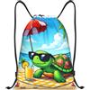 Generic Borsa Palestrasacca da Palestra per Campeggio Vacanze Vita Quotidiana 36X42Cm Pieghevole Unisex Borsa Sportiva Turtle Beach Paradise Pattern