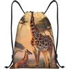 Generic Borsa con Coulissesacca da Palestra per Campeggio Donna Shopping 36X42Cm Pieghevole Moda Borsa Palestra Giraffe At Sunset