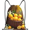 Generic Borsa Palestrasacca Sportiva per Vacanze Shopping Campeggio 36X42Cm Unisex Regolabile Borsa con Coulisse Basket of Lemons Pattern