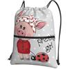 YYHHAOFA Pink Pig Prints, zaino con coulisse e cerniera, leggero, impermeabile, con tasca, per viaggi, sport, yoga