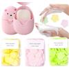 NoraGlaze 240 fogli di sapone portatili da viaggio, mini fiocchi di carta per lavare le mani, sapone monouso tascabile con estratti vegetali, design floreale a petali, custodia compatta per bambini