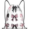 Generic Borsa Sportivazaino con Cordone per Vacanze Yoga Uomo 36X42Cm Regolabile Pieghevole Borsa con Cordoncino Pink Bow