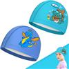 Ayicheyl 2 Pezzi Cuffia Piscina Bambino, Cuffia Nuoto PU con Motivo A Cartoni Animati, Cuffia Piscina Impermeabile per Bambini E Bambine Dai 6-12 Anni, Blu