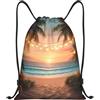 Generic Borsa Palestrazaino con Cordone per Campeggio Nuoto Vacanze 36X42Cm Pieghevole Moda Borsa con Coulisse Tropical Beach Paradise Pattern