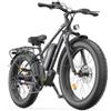 ZAZAWORK CF26 Bicicletta Elettrica Uomo 26x4.0 pollici Fatbike 48V20AH Batteria Rimovibile Mountain Bike Elettrica Pedalata Assistita 120Km Motore 250W 62Nm 7 velocità Adatto a tutti i terreni