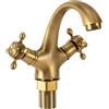 ALFORZAN Rubinetto da bagno a due manopole retrò, miscelatore in ottone per acqua fredda e calda con tubi dell'acqua, rubinetto per lavandino con manico a croce per cucina, bagno