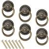 Rairsky 6 Pezzi Pomelli ad Anello per Cassetti e Credenze Maniglie per Mobili Vintage Maniglie Armadio Antichi Goccia Armadietti, Manopole Tirare Tiro Maneggiare Retrò Antico Tirano per Cucina Armadietti