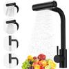 Vuxava Rubinetto Lavello Cucina con 4 Modalità - Rubinetto Cucina Nero con Doccetta Estraibile, Miscelatore Cucina Inox ad Alta Pressione, Girevole 360° a Cascata per Lavello Cucina Moderno
