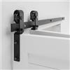 BONIKLUBA 76.3cm/2.5FT Binario per Porta Scorrevole Bifold Kit Porta Scorrevole Nera per 2 Porte Scorrevoli Interno Esterno Muro 35cm Larga