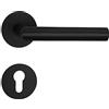 SOTECH Set di maniglie a leva THORE cilindro profilato (PZ) in acciaio inox SS304 nero (130x60 mm Ø 20 mm, porte spessore 35-52 mm, altezza 3 mm, clip magnetica) con materiale di fissaggio