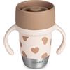 BÉABA, Tazza Apprendimento Inox Click & Drink - Tazza 360° Senza Valvola, Anti-Perdita, Anti-Rovesciamento, Evolutiva, Apertura 1 Click, Bicchiere Bambino, 240 ml, Big Love