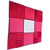 Lenacustica Kit Acustico Ibrido, 9 Pannelli Fonoassorbenti 50x50x5 cm, Superficie in Legno Perforato, Diffusore per Studio. NON SPEDITO SOTTOVUOTO (ROSSO BINARY)