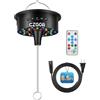 Czgor Motore a sfera da discoteca con luce, 0/3/6/9/12/15 RPM girevole a velocità regolabile con telecomando, cavo di alimentazione staccabile da 2m /batteria/modalità di alimentazione USB-C, supporta