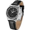 CADISEN Orologio automatico da uomo, con vetro zaffiro, impermeabile, cinturino in vera pelle, Nero