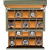 ROTHWELL Cofanetto porta orologi in pelle con 20 scomparti, Porta orologi di lusso con display per gioielli con grande parte superiore in vetro - Porta orologi per uomo e donna - Scatola Dell'orologio