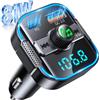 Glangeh Trasmettitore FM Bluetooth 5.3 per Auto [Ricarica Rapida PD 45W+QC3.0 36W], 2026 Upgrated Adattatore Bluetooth Auto Audio Radio con Doppi Microfoni, Car Kit Chiamata Vivavoce, Supporta Siri