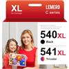 Lemero 540XL 541XL Cartuccia Compatibile per Cartucce Canon 540 541 XL PG-540 CL-541 per Canon Pixma MG3650S MG3650 TS5150 TS5151 MG3150 MG3250 MX475 Stampante(nero/colore,2-pack)