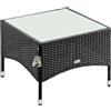 Casaria® Tavolino da Giardino Esterno in Polyrattan 58x58x42cm Piano in Vetro Tavolo Basso da Caffè Quadrato Poggiapiedi