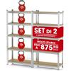 EASYmaxx Set di 2 scaffali per carichi pesanti, 180x90x40cm | 1750kg di porta...
