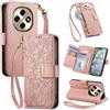 Jiajihua Cover Compatibile con Oppo F31 Pro / A6 Pro (China) PLN110 【Portafoglio con cerniera】【Portacarte doppio】【Flip Stand】【Fibbia magnetica】 Custodia per telefono Lanyard Pink