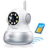 Ctronics 4G Telecamera Interno con SIM, Tracciamento Automatico, Visione Notturna a Colori 20 m, PC/App, 8 Posizioni, FTP/Cloud, 360° PTZ, Audio Bidirezionale, Montaggio Parete/Soffitto