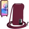WenBaby Cover Compatible con Xiaomi Redmi Note 10 5G,Cellulare Girocollo Custodia con Cordino TPU Corda Silicone Case Bumper Custodia, Rosso