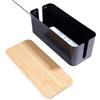 QOEOTUY Scatola Portaoggetti Per Cavi: Organizer Cavi Con Coperchio In Bambù Nero, 32 x 13.5 x 12 cm