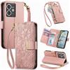 Jiajihua Cover Compatibile con OnePlus 15T 【Portafoglio con cerniera】【Portacarte doppio】【Flip Stand】【Fibbia magnetica】 Custodia per telefono Lanyard Pink