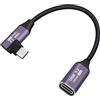 YINGAYOU Prolunga Cavo USB C Maschio e Femmina 20 Gbps Prolunga USB C 3.2 Gen 2 Corto 120W 24V 5A per Computer Portatili, Tablet, Smartphone (90 gradi, 0.2 m/0.6 ft)