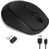 NAILAO Mouse Wireless Ricaricabile, 2.4G USB Bluetooth, 1600 DPI Regolabili, Silenzioso per PC Windows Laptop Android Computer