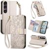 Jiajihua Cover Compatibile con Blackview Wave 6C 【Portafoglio con cerniera】【Portacarte doppio】【Flip Stand】【Fibbia magnetica】 Custodia per telefono Lanyard Gray