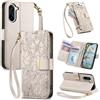 Jiajihua Cover Compatibile con Honor X50i,Compatibile con Honor 90 Lite 【Portafoglio con cerniera】【Portacarte doppio】【Flip Stand】【Fibbia magnetica】 Custodia per telefono Lanyard Gray