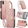 Jiajihua Cover Compatibile con Oppo A58 5G/ A78 5G / A58X / AX1 【Portafoglio con cerniera】【Portacarte doppio】【Flip Stand】【Fibbia magnetica】 Custodia per telefono Lanyard Pink