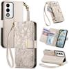 Jiajihua Cover Compatibile con Vivo V29E / Y200 / V30 Lite 【Portafoglio con cerniera】【Portacarte doppio】【Flip Stand】【Fibbia magnetica】 Custodia per telefono Lanyard Gray