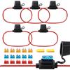 TUNOTYUE 5 Pezzi 16AWG Portafusibile In-Line, Impermeabile Lama Portafusibile, con 5/10/15 A Fusibile a Lama Standard e Estrattore Fusibili, per Auto, Barca, Camion, Moto, Caravan