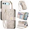 Jiajihua Cover Compatibile con Sony Xperia 10 VII 【Portafoglio con cerniera】【Portacarte doppio】【Flip Stand】【Fibbia magnetica】 Custodia per telefono Lanyard Gray