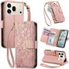 Jiajihua Cover Compatibile con Xiaomi Poco F8 Pro,Compatibile con Redmi K90 【Portafoglio con cerniera】【Portacarte doppio】【Flip Stand】【Fibbia magnetica】 Custodia per telefono Lanyard Pink