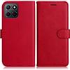DENDICO Cover per Huawei Honor X8 5G / Honor X6 5G, Premium Portafoglio PU Custodia in PU Pelle, Flip Libro TPU Bumper Caso per Huawei Honor X8 5G / Honor X6 5G, Rosso
