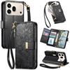 Jiajihua Cover Compatibile con Xiaomi Poco F8 Ultra,Compatibile con Redmi K90 Pro Max 【Portafoglio con cerniera】【Portacarte doppio】【Flip Stand】【Fibbia magnetica】 Custodia per telefono Lanyard Black