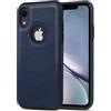 AIOVETEAB Cover Compatibile con iPhone XR,PU Pelle Premium Custodia Slim Sottile Retrò Business Flessibile Antigraffio Case Posteriore Protettiva Per iPhone XR (Blu)