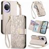 Jiajihua Cover Compatibile con Huawei Nova 14 Pro,Compatibile con Huawei Nova 13 Pro 【Portafoglio con cerniera】【Portacarte doppio】【Flip Stand】【Fibbia magnetica】 Custodia per telefono Lanyard Gray