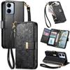 Jiajihua Cover Compatibile con Blackview Color 8 【Portafoglio con cerniera】【Portacarte doppio】【Flip Stand】【Fibbia magnetica】 Custodia per telefono Lanyard Black