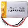 Liter energy battery Batteria 3 cavi 802035 LiPo 3.7V 600mAh 2.22Wh 1S 5C Liter Energy Battery Ricaricabile con PCM termistore NTC Smartwatch Elettronica - Non adatto per Radiocomando 37x20x8mm (3P|600mAh|802035)