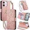 Jiajihua Cover Compatibile con Huawei Enjoy 50 60 60S / Nova Y70 (Plus) / Nova Y71 【Portafoglio con cerniera】【Portacarte doppio】【Flip Stand】【Fibbia magnetica】 Custodia per telefono Lanyard Pink