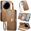 Jiajihua Cover Compatibile con Nothing Phone (3a) Pro 【Portafoglio con cerniera】【Portacarte doppio】【Flip Stand】【Fibbia magnetica】 Custodia per telefono Lanyard Brown