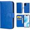 32ndShop 32nd Custodia a Portafoglio in Pelle PU per iPhone 16 (6.1), Case con Slot per Sched di Blocco RFID, Chiusura Magnetica e Supporto Integrato - Blu