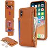 SailorTech per iPhone X Custodia per telefono con porta carte di credito per uomo, iPhone XS Custodia con slot per carte di credito Portafoglio Zipper per donna-Marrone